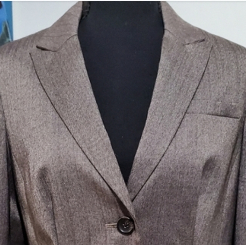 Banana Republic Herringbone Blazer Size 8 Brown Tweed Tailored Career Jacket